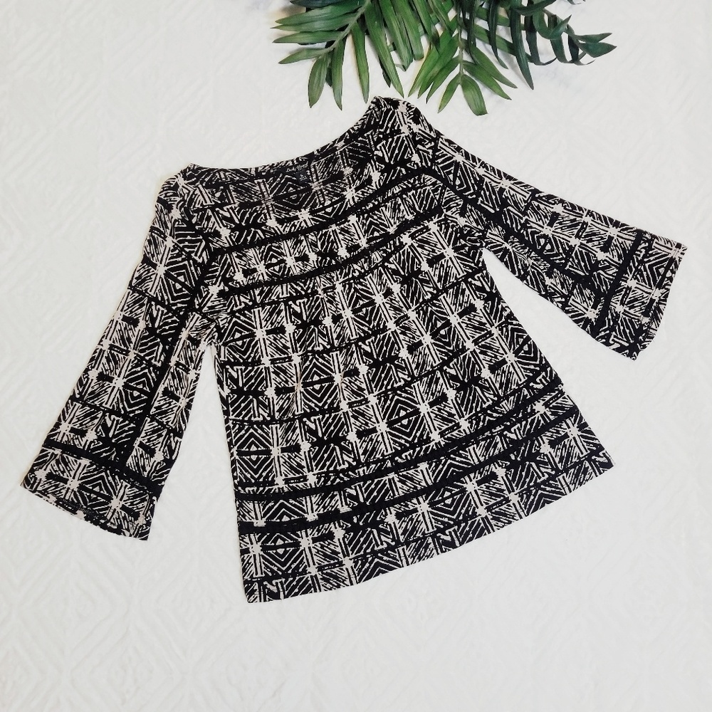 Lucky Brand Boho Crochet Detail Bell Sleeve Top